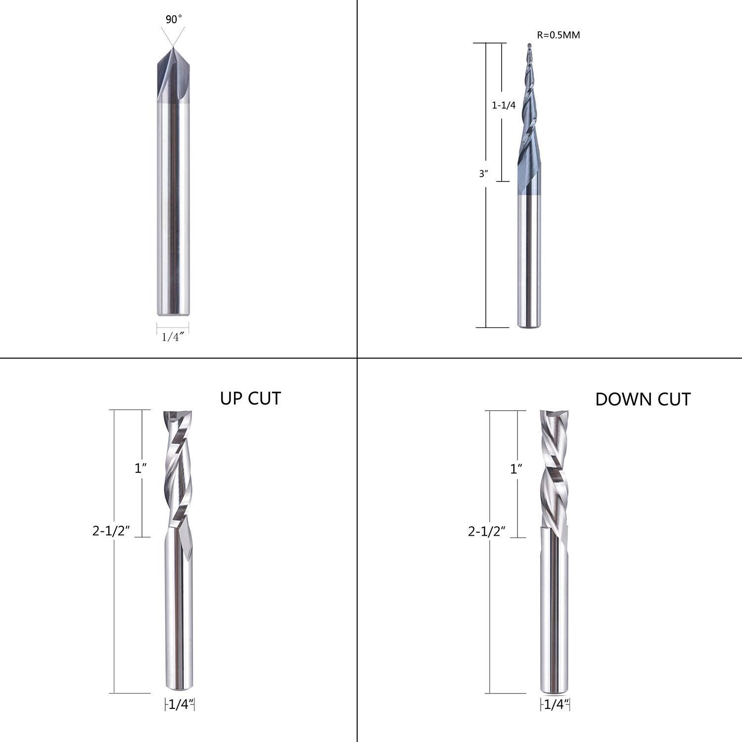 SpeTool CNC Router Bits Carving Set for Wood Profile V Groove Engraving Solid Carbide 1/4 Inch Shank image 1