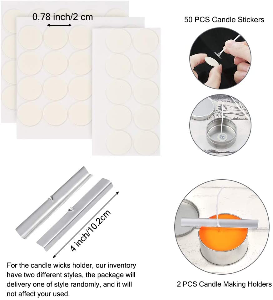 Sntieecr 113 PCS Candle Making Kit with 8 Colors Wax Candle Dye, 550ml Candle Pouring Pot, Candle Wicks, Candle Wicks Sticker, Candle Wick Holder, Candle Tin Box and Thermometer for DIY Candles image 6