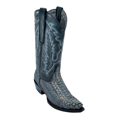 LOS ALTOS WOMENS PYTHON BOOTS HANDCRAFTED SNIP TOE PROFILE | COLOR SILVER WITH GOLD LETAL (345779) image 0