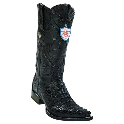 WILD WEST BOOTS #2950105 MEN'S | COLOR BLACK | MEN'S WILD WEST CAIMAN TAIL 3X TOE BOOTS HANDCRAFTED image 0