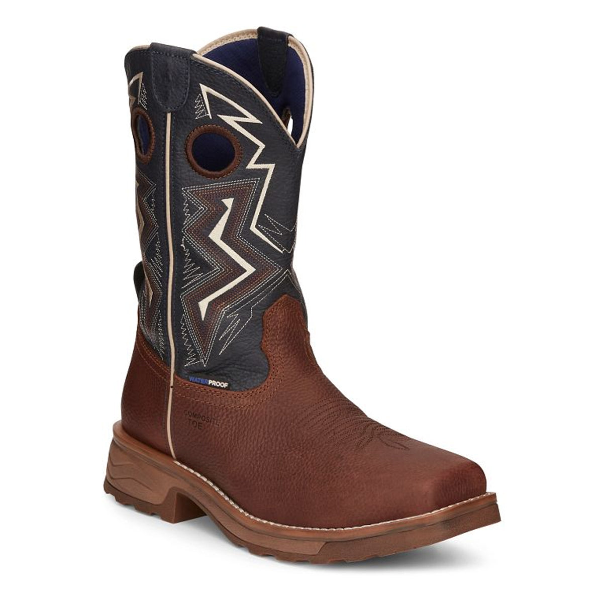 Tony Lamas Men's Footwear Work Force 11" Wide Square Composite Toe Waterproof Work Boot Color Dark  Brown image 1