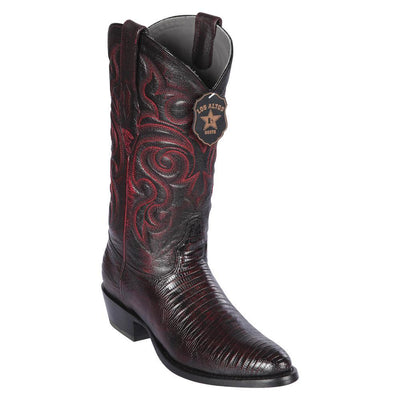 LOS ALTOS BOOTS MENS #650718 ROUND TOE | GENUINE TEJU LIZARD BOOTS HANDCRAFTED | COLOR BLACK CHERRY image 0