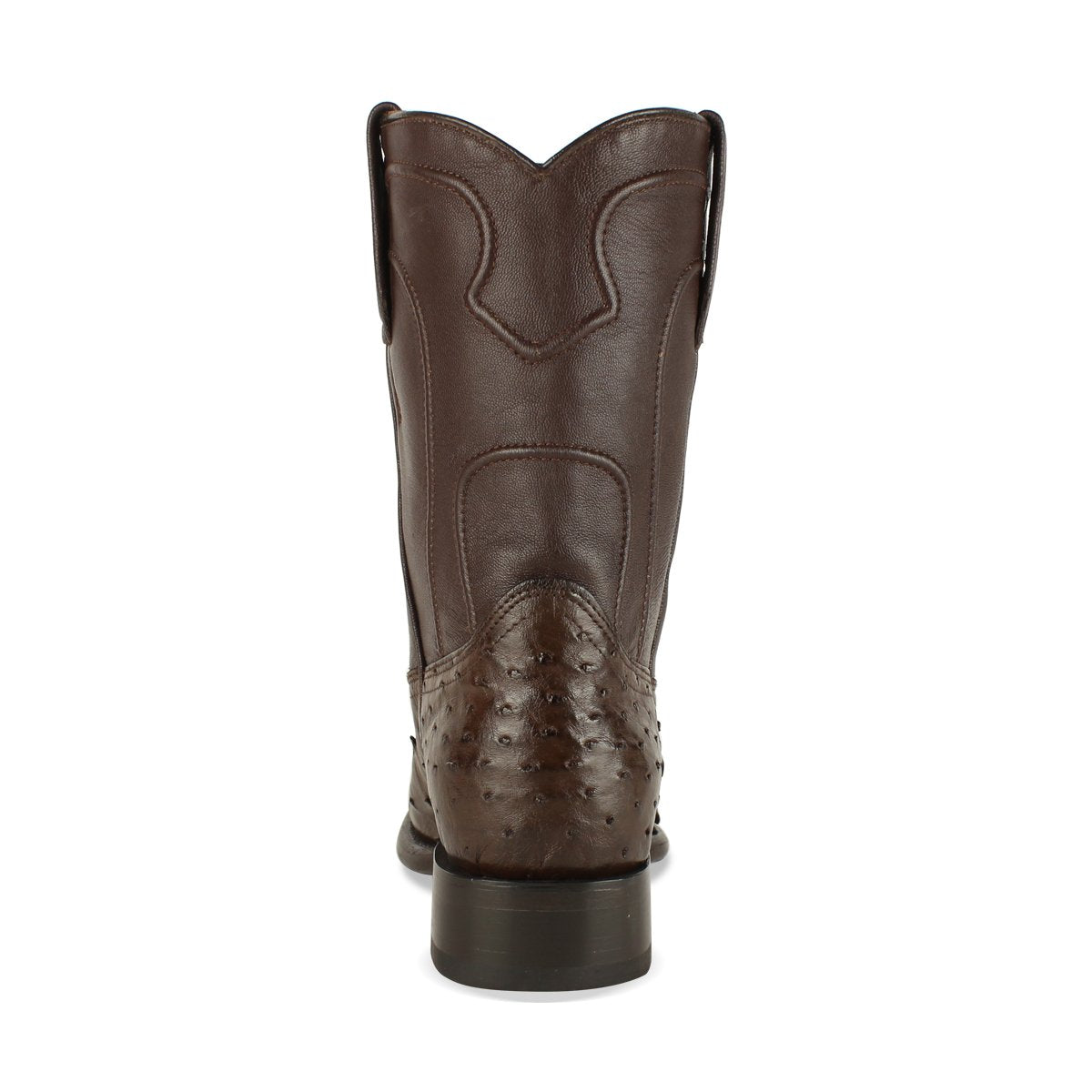 Los Altos Boots Mens #690307 Roper Style | Ostrich Boots Handcrafted | Color Brown image 1