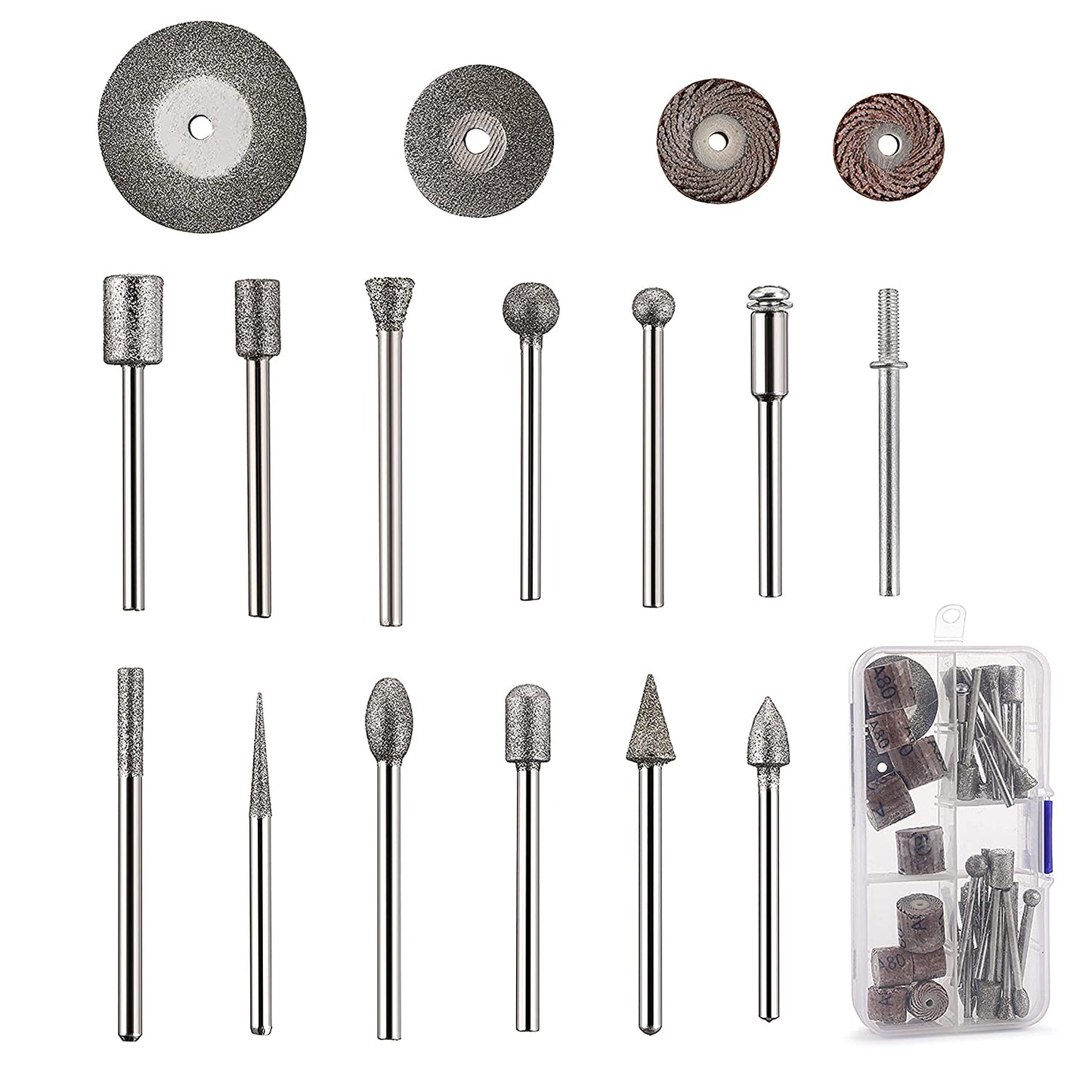 Cedilis 43-Pack Stone Carving Set - 26 Diamond Burr Bits, 10 Impeller, 4 Diamond Cutting Wheel, 3 Metal Dremel, Polishing Rotary Tools for Stone, Rocks, Jewelry, Glass, Ceramics Dremel Rotary Tools image 1