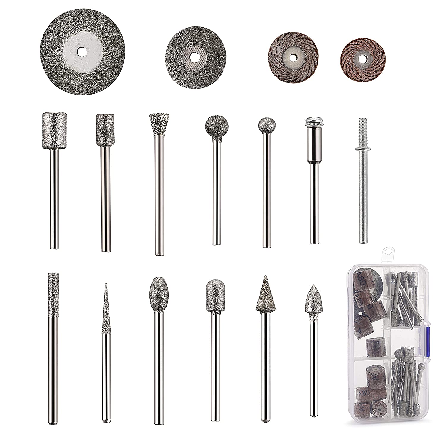 Cedilis 43-Pack Stone Carving Set - 26 Diamond Burr Bits, 10 Impeller, 4 Diamond Cutting Wheel, 3 Metal Dremel, Polishing Rotary Tools for Stone, Rocks, Jewelry, Glass, Ceramics Dremel Rotary Tools image 1