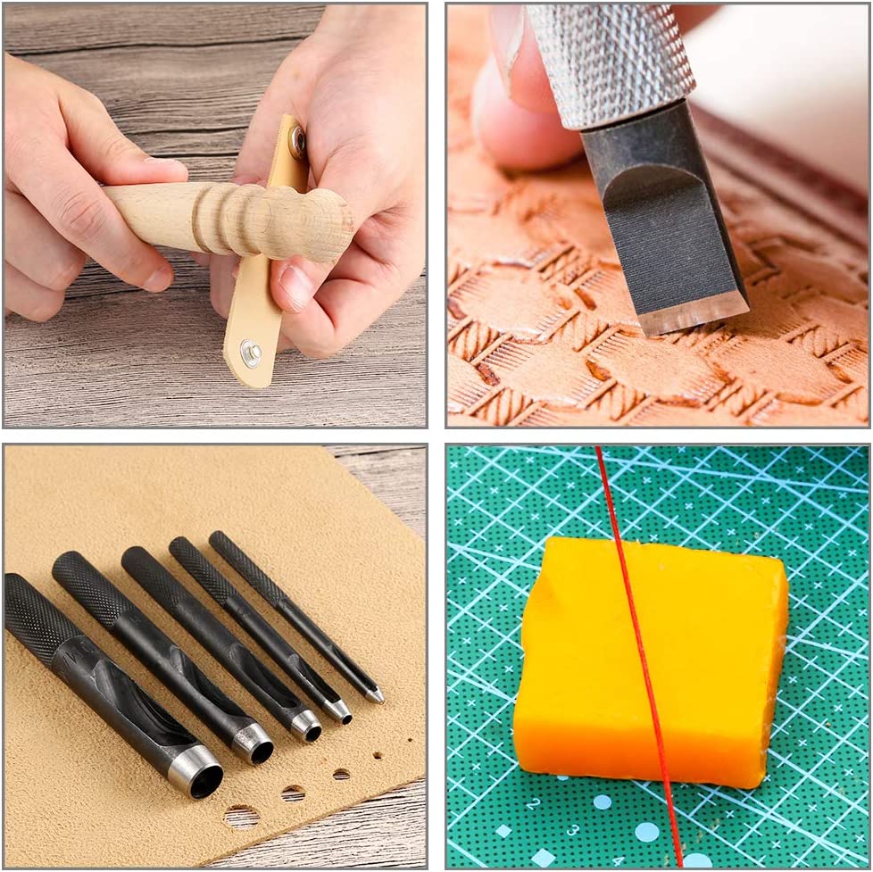 Caydo 509 Pieces Leather Working Tool Set with an Instructions, Punch Cutter Tools, Letter and Number Stamp Set, Stamping Set, Tanned Leather for Beginner and Professional image 5