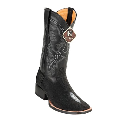 MENS KING EXOTIC BOOTS SQUARE TOE STINGRAY SINGLE STONE BLACK (48221205-) image 0