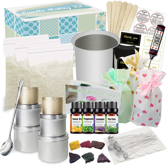 Candle Making Kit Supplies, Soy Wax Making Kit Including Pot, Wicks, Sticker, Tins, Soybean Wax, Spoon &amp; More image 0