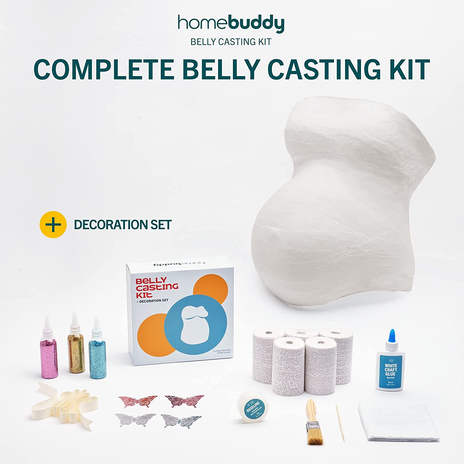 HomeBuddy Belly Cast Kit Pregnancy - DIY Pregnancy Belly Casting Kit for Expecting Moms, Unique Keepsake Pregnancy Casting Belly Kit, Belly Cast Kit Gift with Decorating Kit and Beely Painting Kit image 1