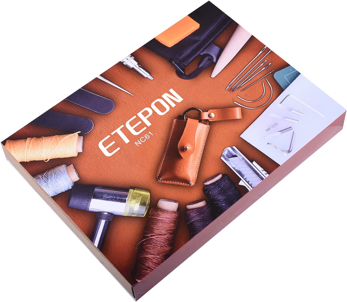 Leather Tools Set and Supplies, ETEPON Leather Sewing Tools, Leather Working Kits Supplies with Leather Tool Box Prong Punch Edge Beveler, Wax Threads Needles, Perfect for Stitching Punching Cutting image 5