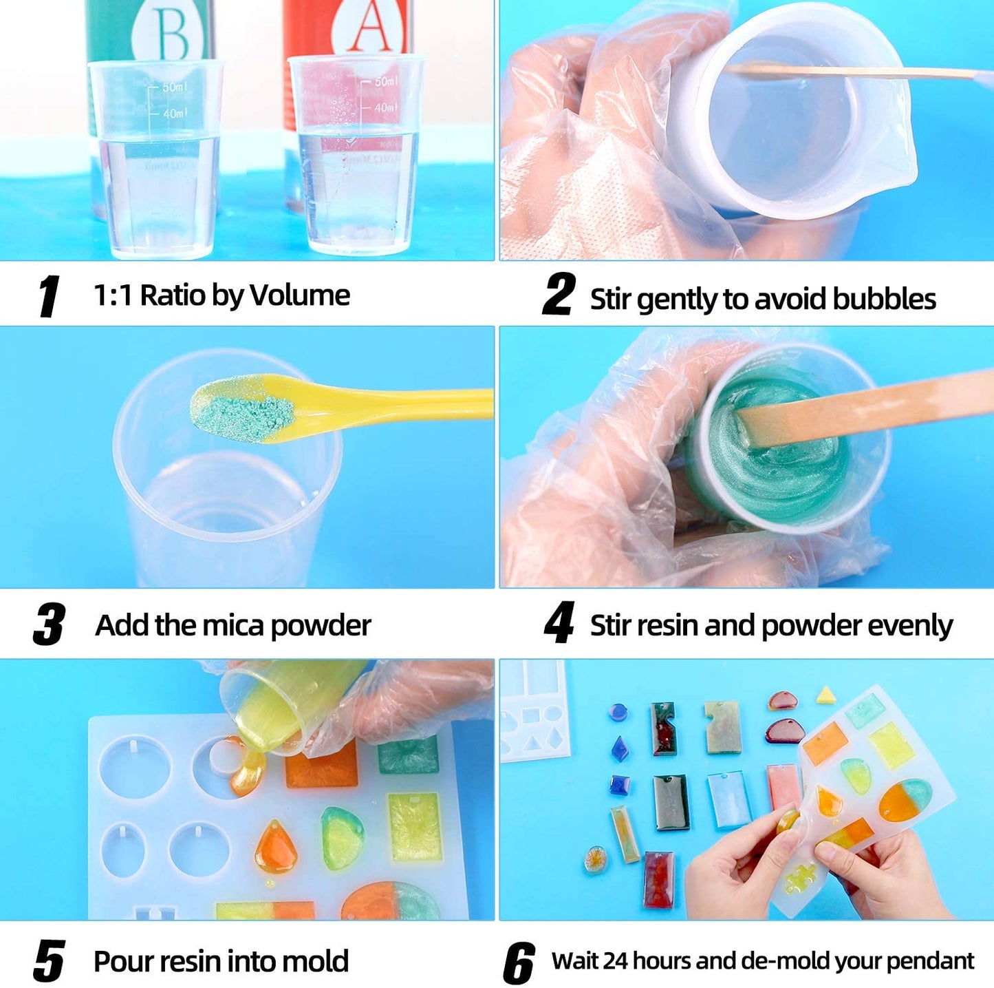Epoxy Resin Kit for Beginners - 15.5 FL.OZ. Crystal Clear Casting and Coating Epoxy Resin for Jewelry Making, Art, Crafts, Tumblers, River Tables, UV Resistant, Easy Mix 1:1 Resin Epoxy Kit image 4