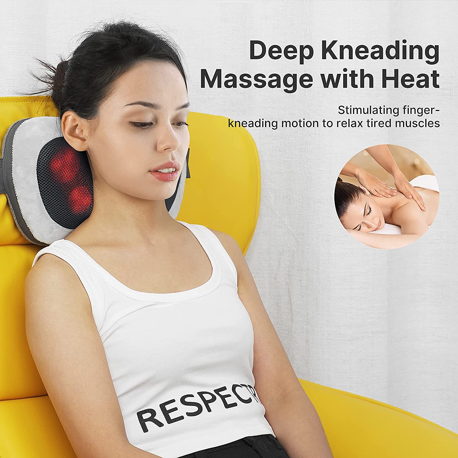 RENPHO Back Massager with Heat, Shiatsu Massage Pillow with Deep Tissue Kneading for Neck Lower Back Shoulder, Relaxation Gifts for Mom Dad, Use at Home Office image 1
