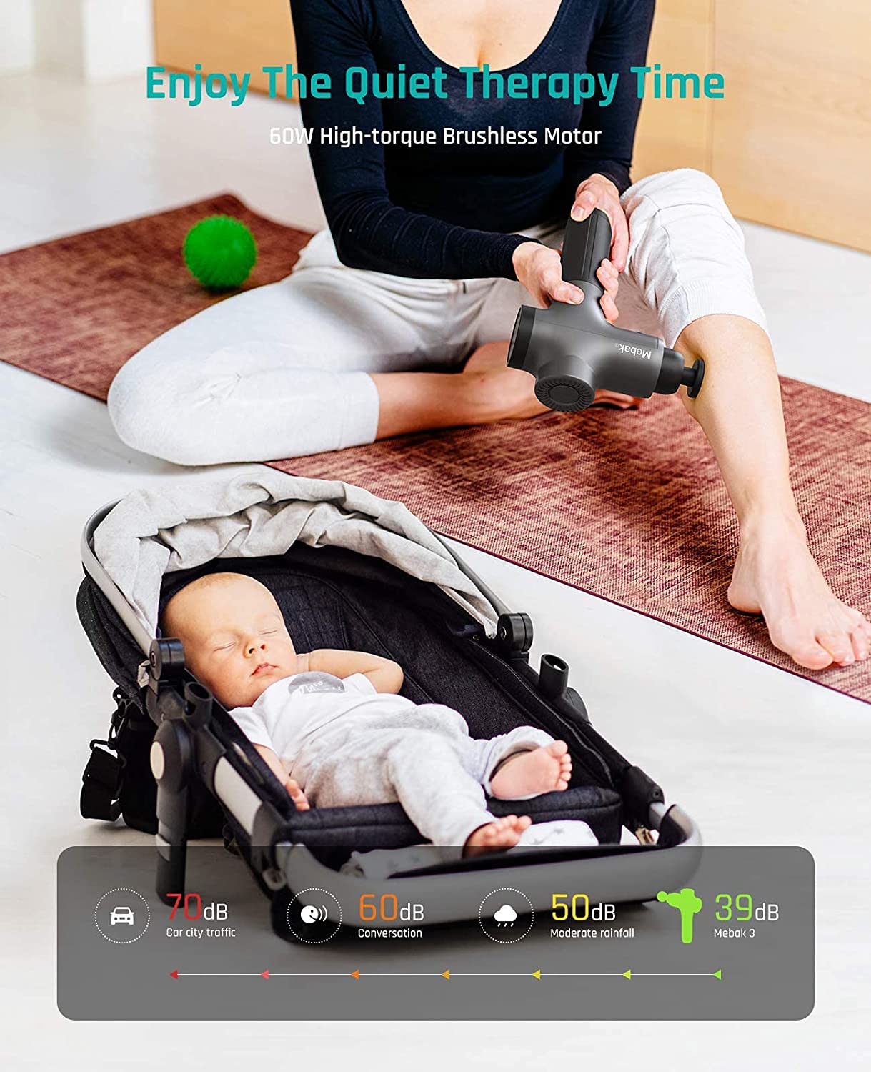 Massage Gun Deep Tissue Percussion Muscle Massager for Pain Relief, Super Quiet Portable Neck Back Body Relaxation Electric Sport Massager Mebak 3 image 7