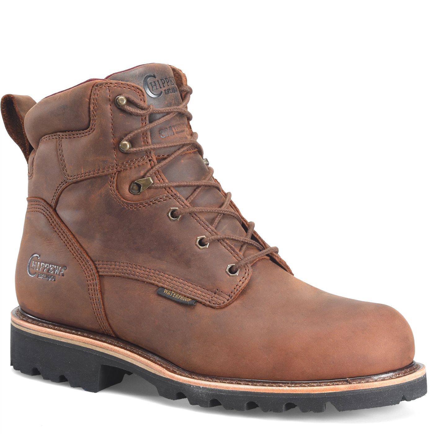 Chippewa Men's Super DNA 6" Waterproof Steel Toe Lace-Up - Walnut (59207) - View 2