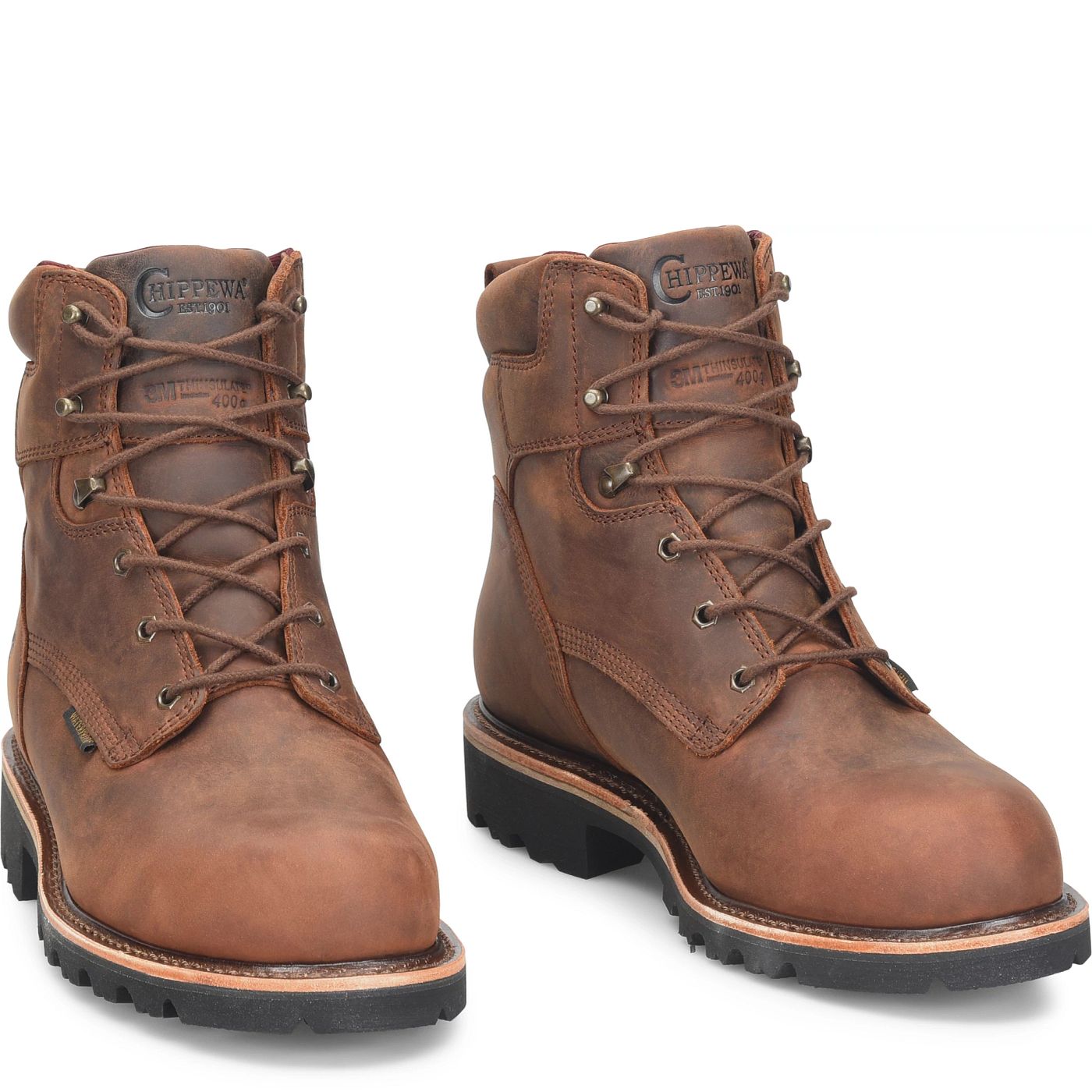 Chippewa Men's Super DNA 6" Waterproof Steel Toe Lace-Up - Walnut (59207) - Front View