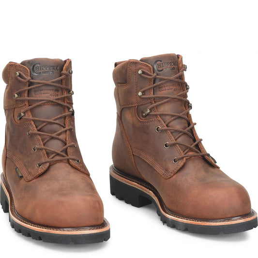 Chippewa Men's Super DNA 6" Waterproof Steel Toe Lace-Up - Walnut (59208) - Front View