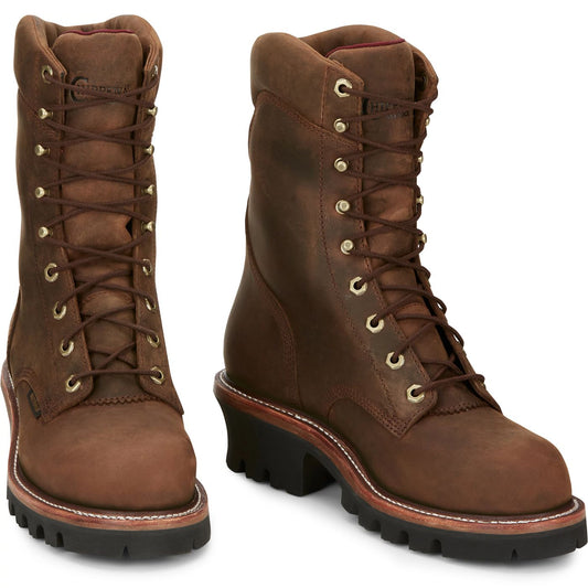 Chippewa Men's Super DNA 9" Waterproof Steel Toe Logger - Tan (59407) - Front View
