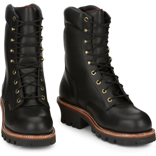 Chippewa Men's Super DNA 9" Waterproof Insulated Steel Toe Logger - Black (59410) - Front View