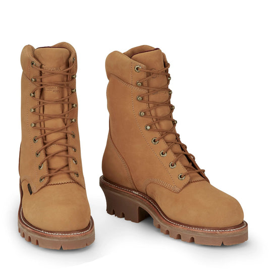 Chippewa Men's Super DNA 9" Waterproof Insulated Steel Toe Logger - Wheat (59417) - Front View