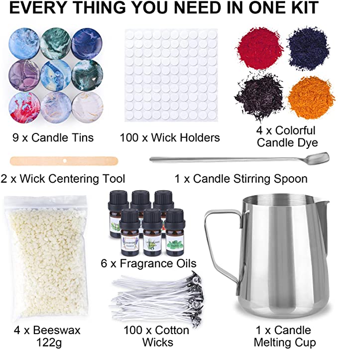 SUPERSUN Candles Making Kit for Adult - Christmas DIY Gift Supplies for Kid and Beginner, Include Fragrance Oils, Candle Pouring Pitcher, Bees Wax, Center Devices, Tins, Wicks, Dyes, Wicks Sticker image 1
