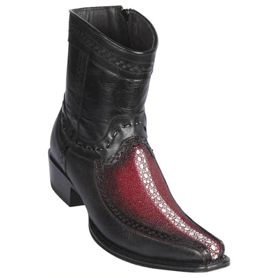 LOS ALTOS BOOTS MENS #76BF1143 LOW SHAFT EUROPEAN SQUARE TOE | GENUINE ROWSTONE STINGRAY AND DEER BOOTS | COLOR FADED BURGUNDY image 0