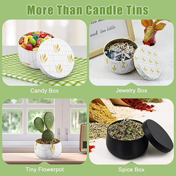 Blisshelf 24 Pack Black Candle Tins 8 oz, Candle Jars for Making Candles, Tinplate Candle Tins with Lids Bulk, Candle Containers for DIY Candle Making, Candle Making Kit, Storage Tins, 24 Count Black image 5