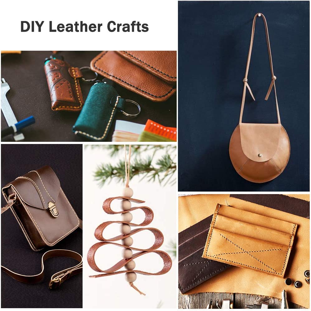 Electop Leather Working Tools Kit, Leather Crafting Tools and Supplies with Leather Stamping Tool Prong Punch Edge Beveler Cutting Mat Awl Wax Ropes Needles DIY Leather Making Stitching Sewing Kit image 7