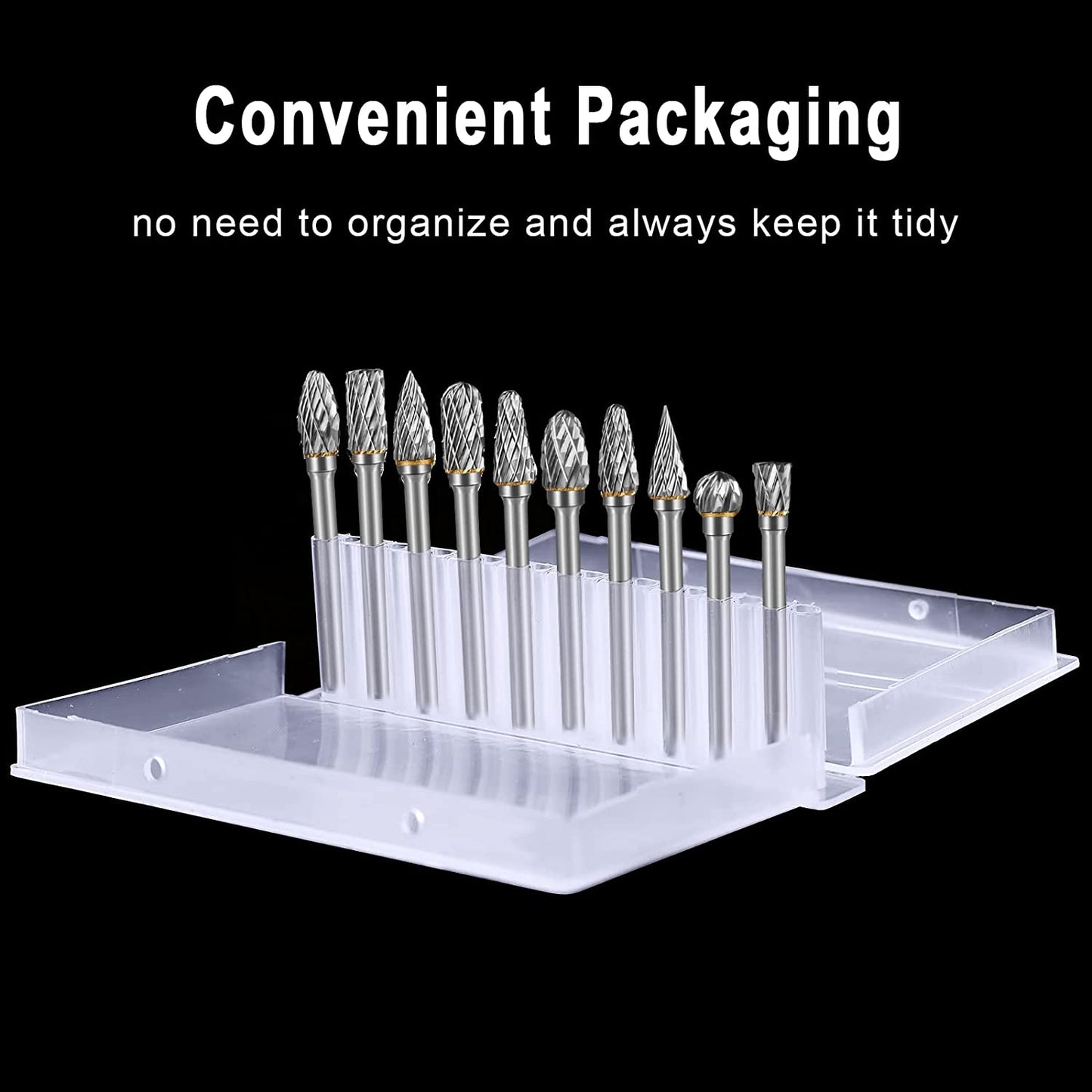 HOMEIDOL Carbide Burr Set Die Grinder Bits Rotary Tool Bits 1/8" Shank 10 PC Double Cut Wood Carving Accessories Cutting Burrs Metal Grinding Engraving Polishing Porting Trimming image 4