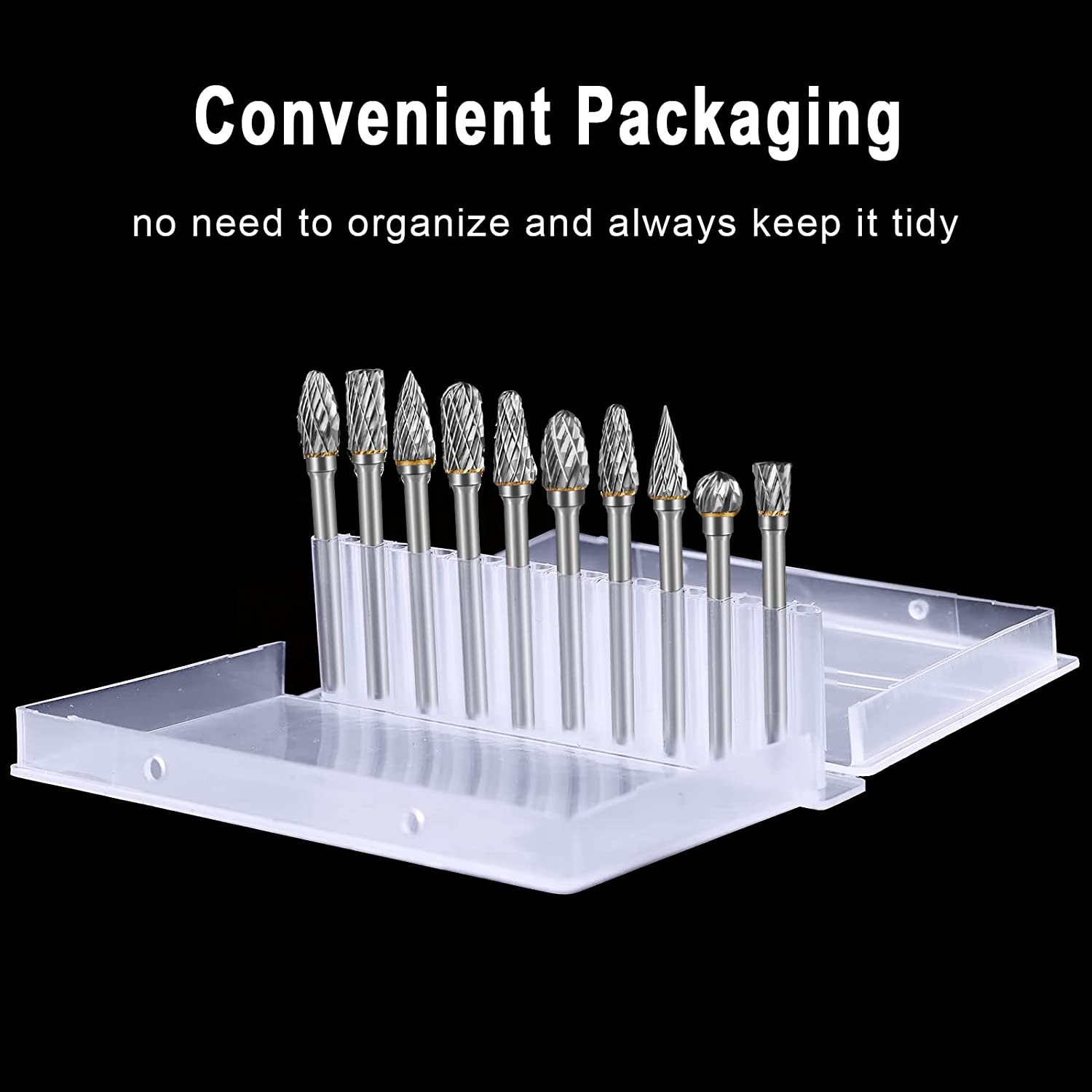 HOMEIDOL Carbide Burr Set Die Grinder Bits Rotary Tool Bits 1/8" Shank 10 PC Double Cut Wood Carving Accessories Cutting Burrs Metal Grinding Engraving Polishing Porting Trimming image 4