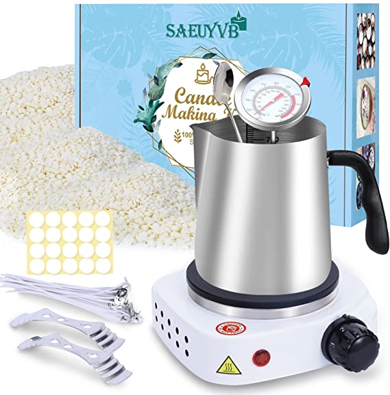 Candle Making Kit,Easy to Make Candle Soy Wax Kit,Including Soy Wax, Wicks,Melting Pot with Heat-Resistant Handle,Making Kit with Wax Melter hot Plate image 0