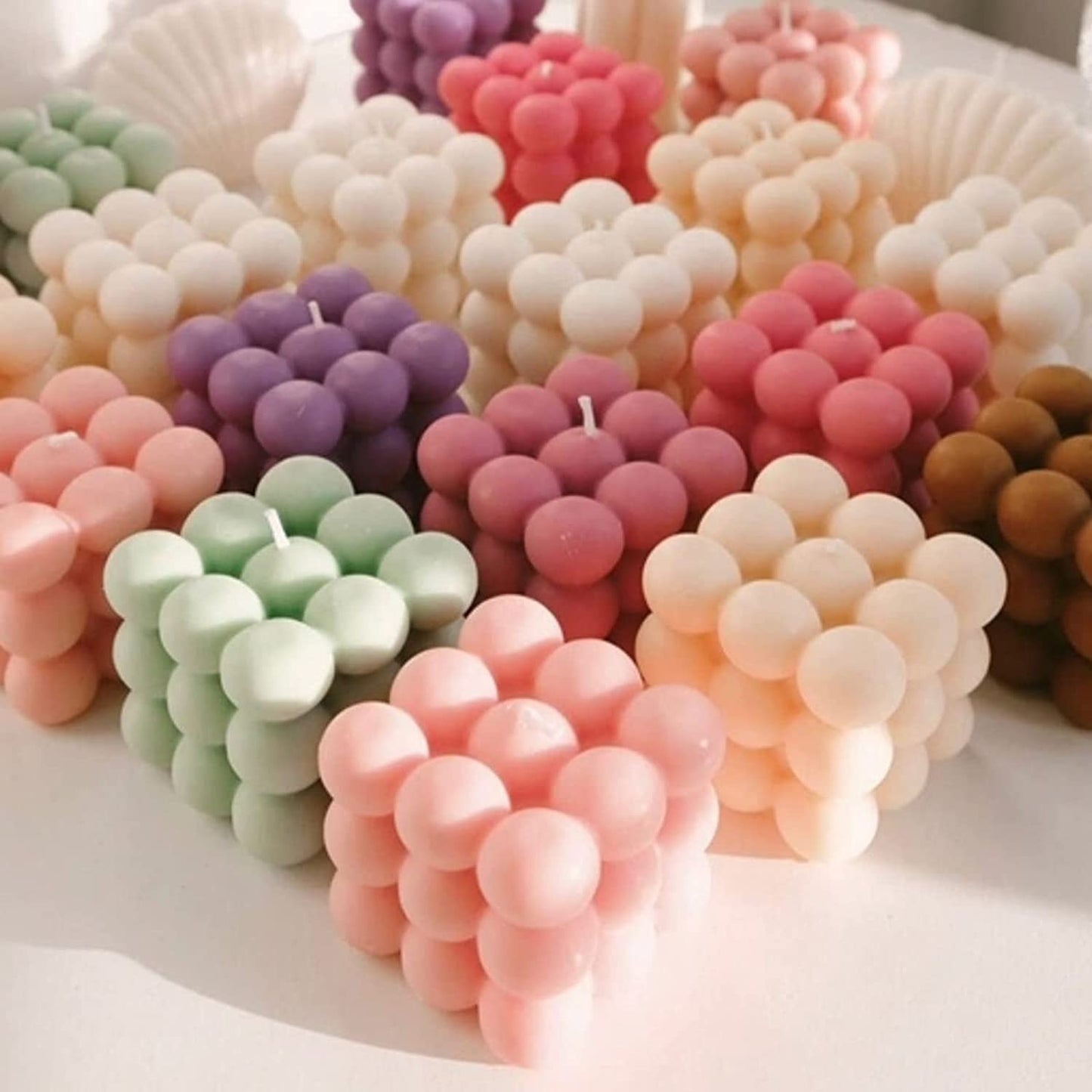 3D Bubble Candle Molds - 6 Cavity Bubble Cube Silicone Mold for Candles Soap Making, Bubble Cake Mold for Baking Dessert Mousse Cake Jelly Ice Cream image 1