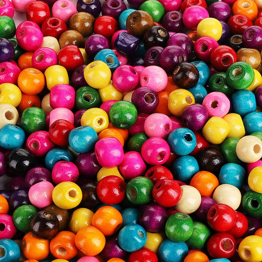 Cedilis 2000 Pcs Colored Wood Beads, Round Paint Wooden Spacer Beads with Assorted Color, Large Hole, Great for Jewelry Bracelets Necklace Earring Making DIY Craft Project image 0