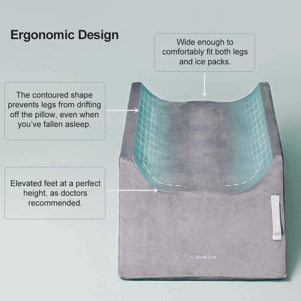 LightEase Post-Surgery Leg, Knee, Ankle Elevation Double Wedge Pillow, Memory Foam Leg Elevating Pillow for Injure, Sleeping, Foot Rest, Reduce Swelling image 1