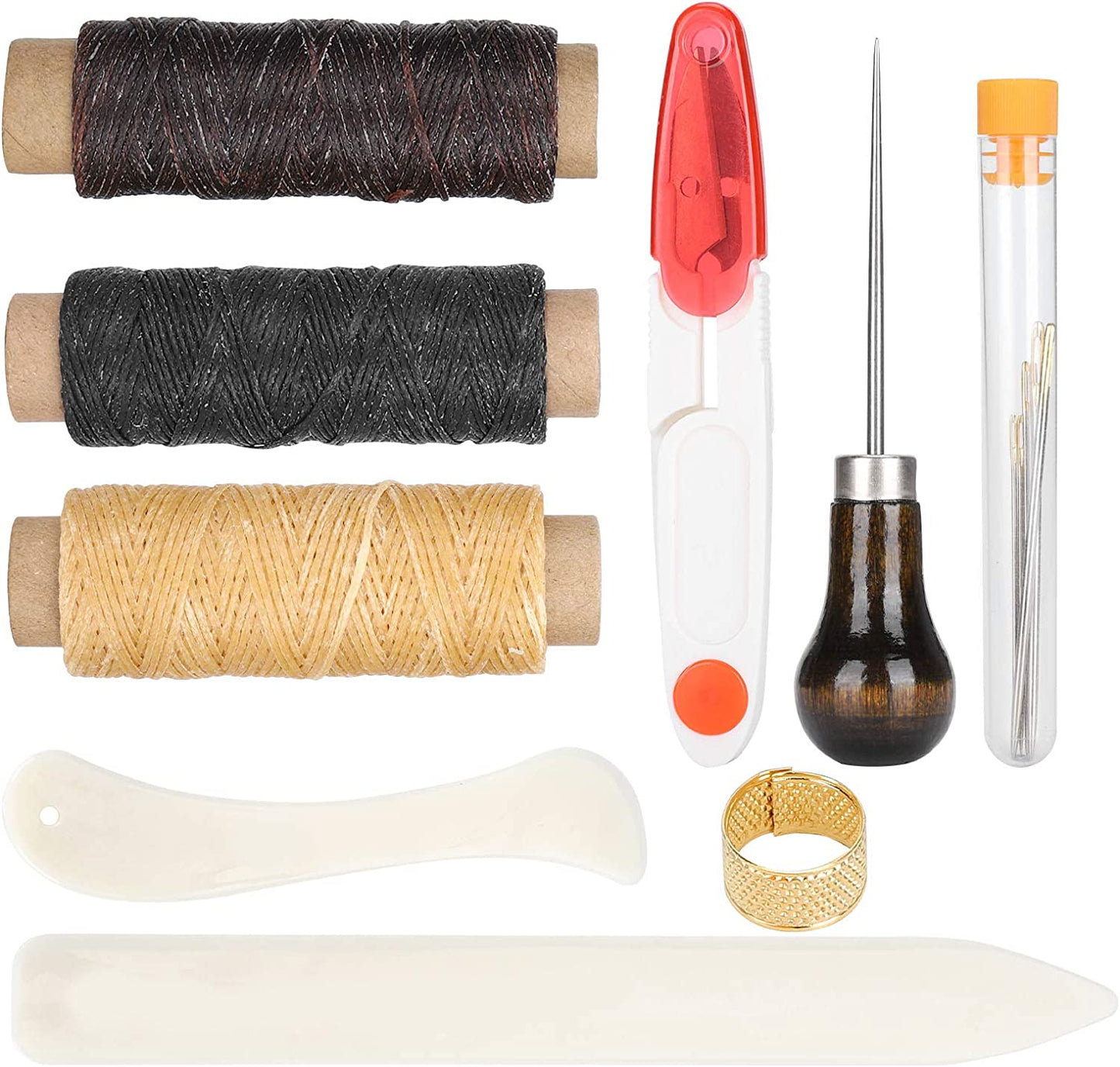 SALUTUY Leather Craft Hand Tool, Portable Leather Craft DIY Tool 14Pcs Exquisite Leather Tools Sewing Kit for Home for Beginner for Leather Work for Professional image 1