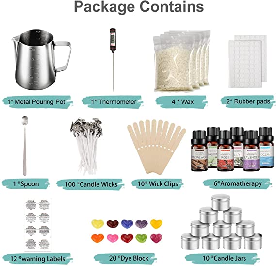 Complete Candle Making Kit,Candle Making Supplies,DIY Arts and Crafts Kits for Adults,Beginners,Kids Including Wax, Wicks, 6 Kinds of Scents,Dyes,Melting Pot,Candle tins image 3