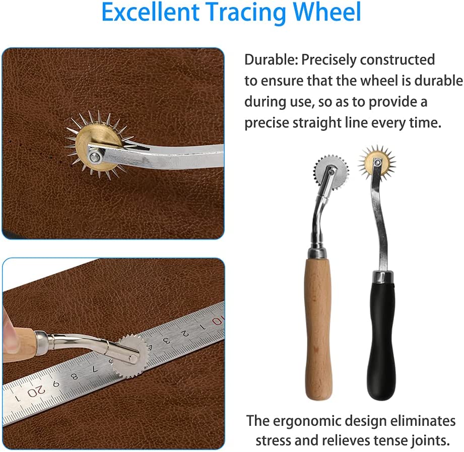 Leather Tool Kit Ideashop 30 PCS Leather Working Tools with Leather Groover Awl Waxed Thread Kit and Other Leather Tools for Stitching Trimming Cutting Sewing Leather Craft Making image 4