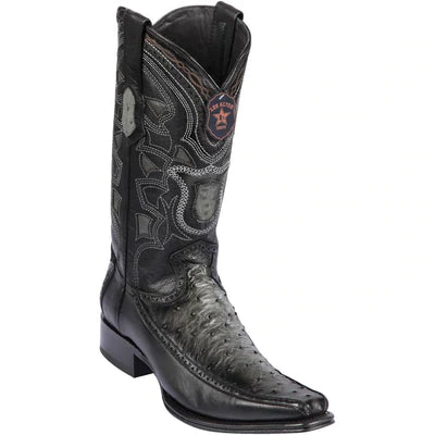 LOS ALTOS BOOTS MENS #76F0538 EUROPEAN SQUARE TOE | GENUINE OSTRICH LEG WITH DEER SIDES BOOTS | COLOR FADED GRAY image 0