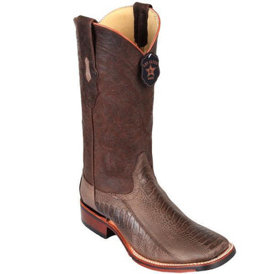LOS ALTOS BOOTS MENS #826G0507 WIDE SQUARE TOE | GENUINE OSTRICH LEG LEATHER BOOTS | COLOR BROWN | GREASY FINISH image 0