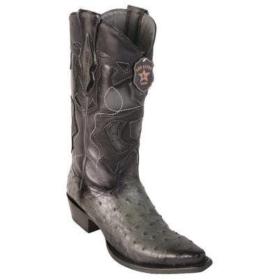 LOS ALTOS BOOTS MENS #94R0338 SNIP TOE | GENUINE FULL QUILL OSTRICH BOOTS | COLOR FADED GRAY image 0