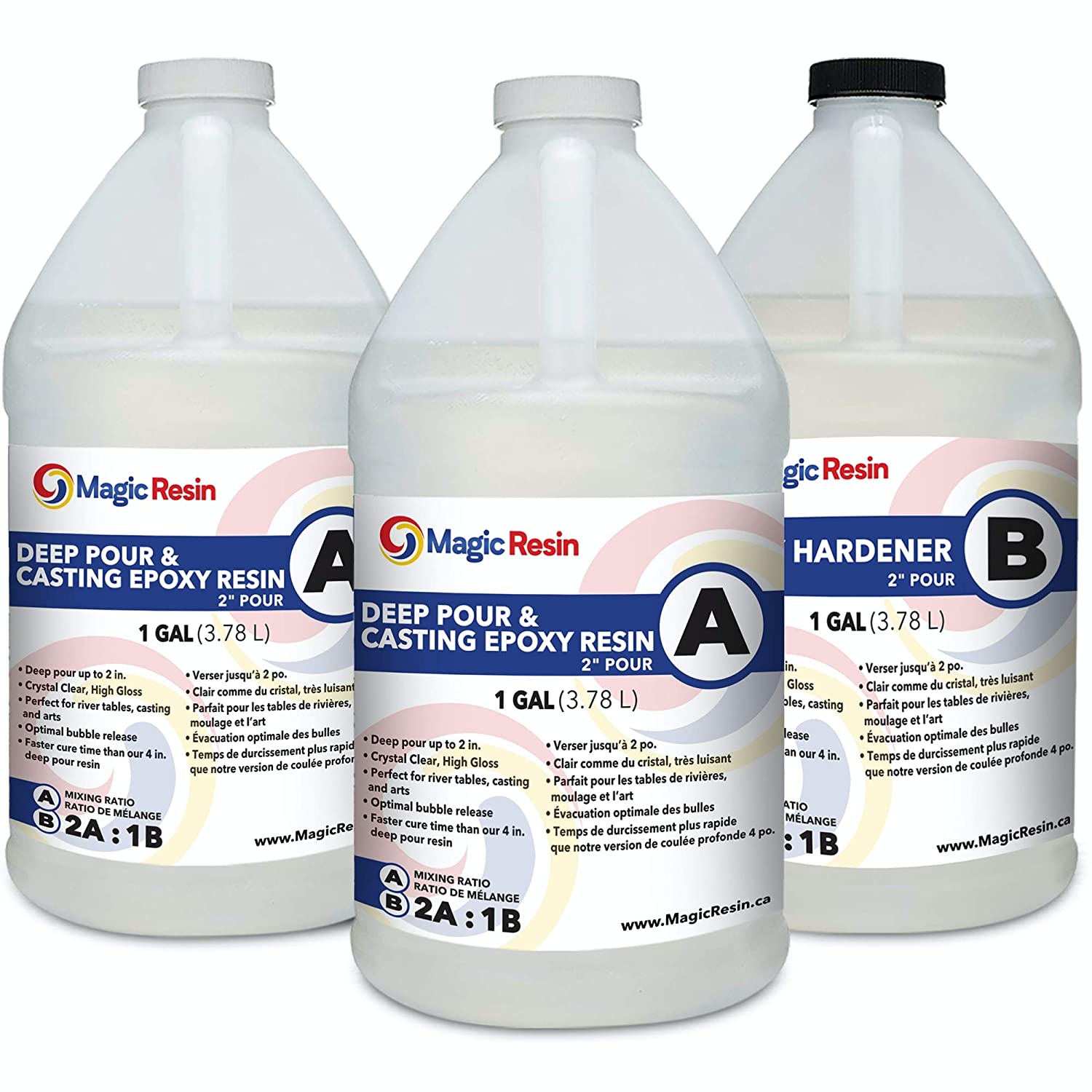 Deep Pour Epoxy Resin for River Table | 3 Gallon (11.4 L) | 2'' DEEP Pour, Casting &amp; Art Epoxy Resin Kit | Low VOC &amp; Low Odor | for River Tables, Deep Pour, Casting, Molding, Jewelry, Crafting image 1