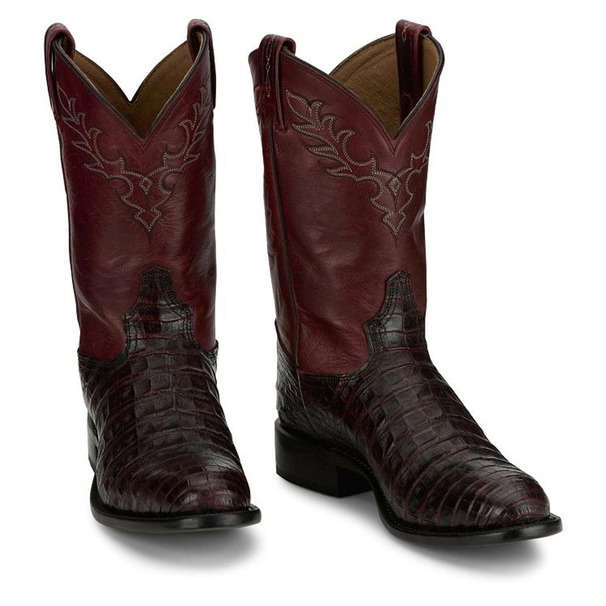 Tony Lamas Boots Men's Footwear Western Delmonte 11" Caiman Color Black Cherry image 0