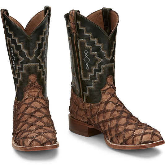 Tony Lama Men's 11" Leviathan Pirarucu Western Boot Chocolate (6082)