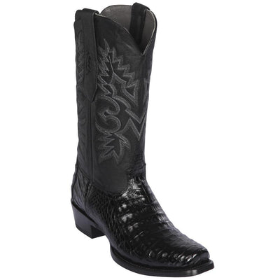 LOS ALTOS BOOTS MENS #588205 7X TOE | GENUINE CAIMAN BELLY LEATHER BOOTS | COLOR BLACK image 0