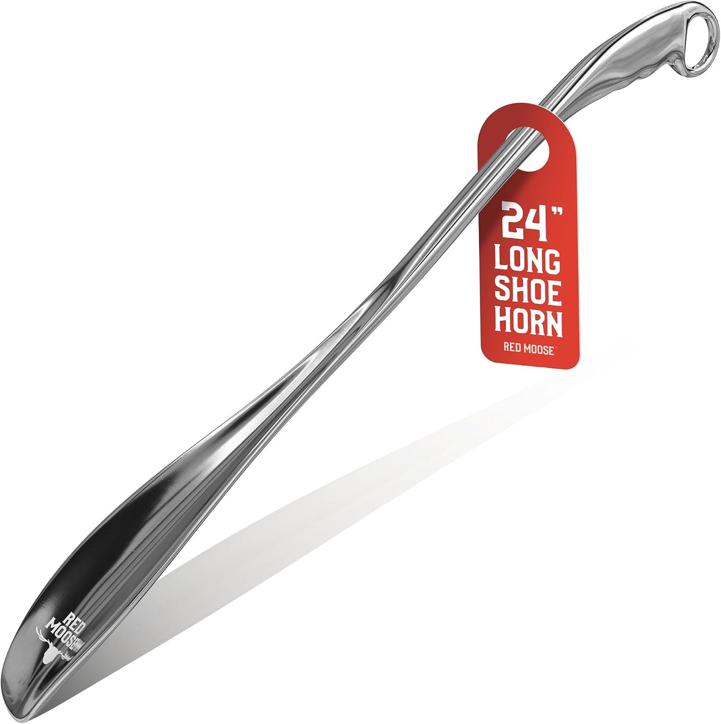 Red Moose 24" Metal Long-Handle Shoe Horn — Heavy-Duty for Shoes & Boots