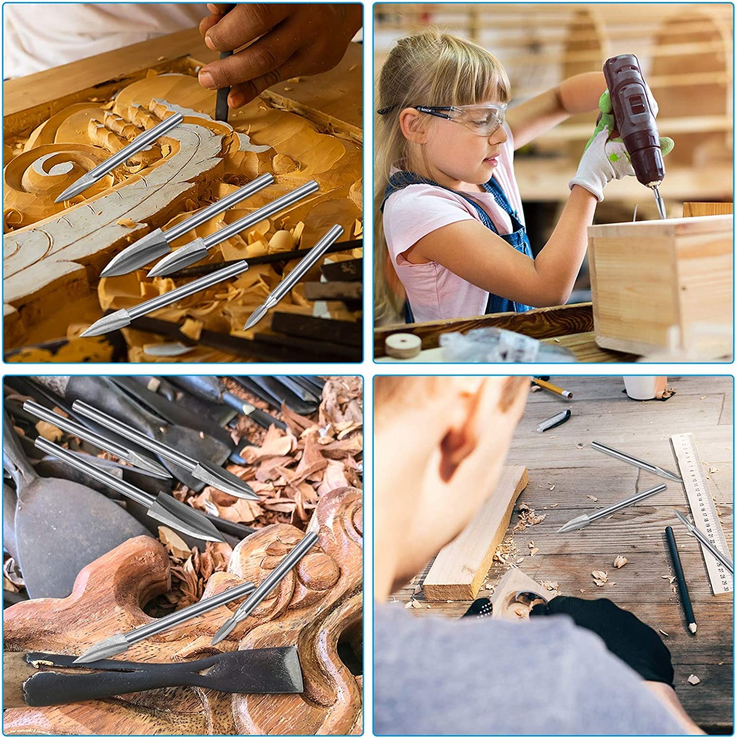 15 Pieces Wood Carving Engraving Drill Bit Woodworking Drill Bit DIY Wood Carving Tools Accessories for Rotary Tools image 6