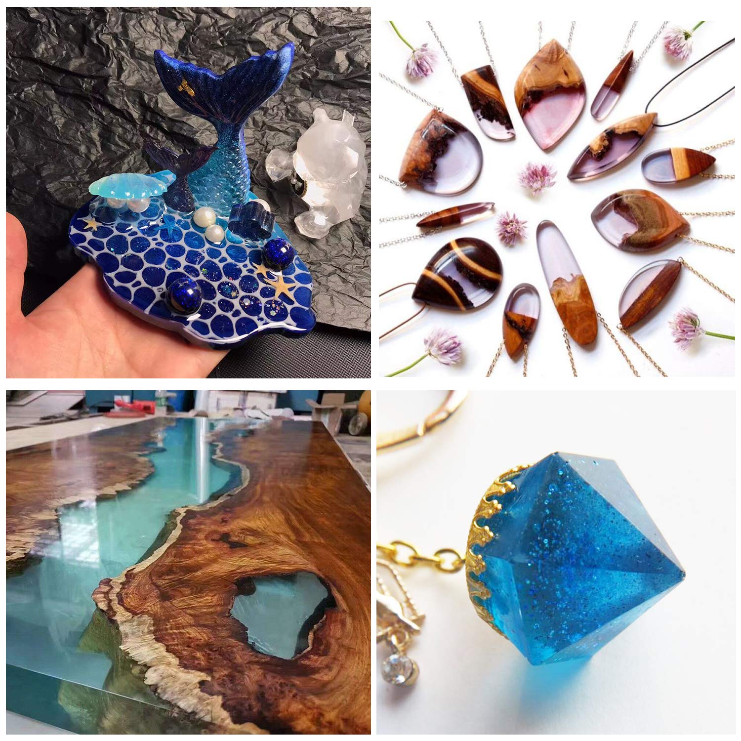 Epoxy Resin Clear Crystal Coating Kit 19.1oz - 2 Part Casting Resin for Art, Craft, Jewelry Making, River Tables, Bonus Gloves, Measuring Cup, Wooden Sticks, Dropper, Gold Foil Flakes and Tweezers image 5