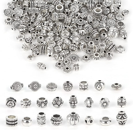 180 Silver Spacer Beads - 100g Tibetan Antique Silver Color Metal Beads Small Loose Spacer Beads with Radom Styles for Jewelry Making DIY Charm Bracelets image 0