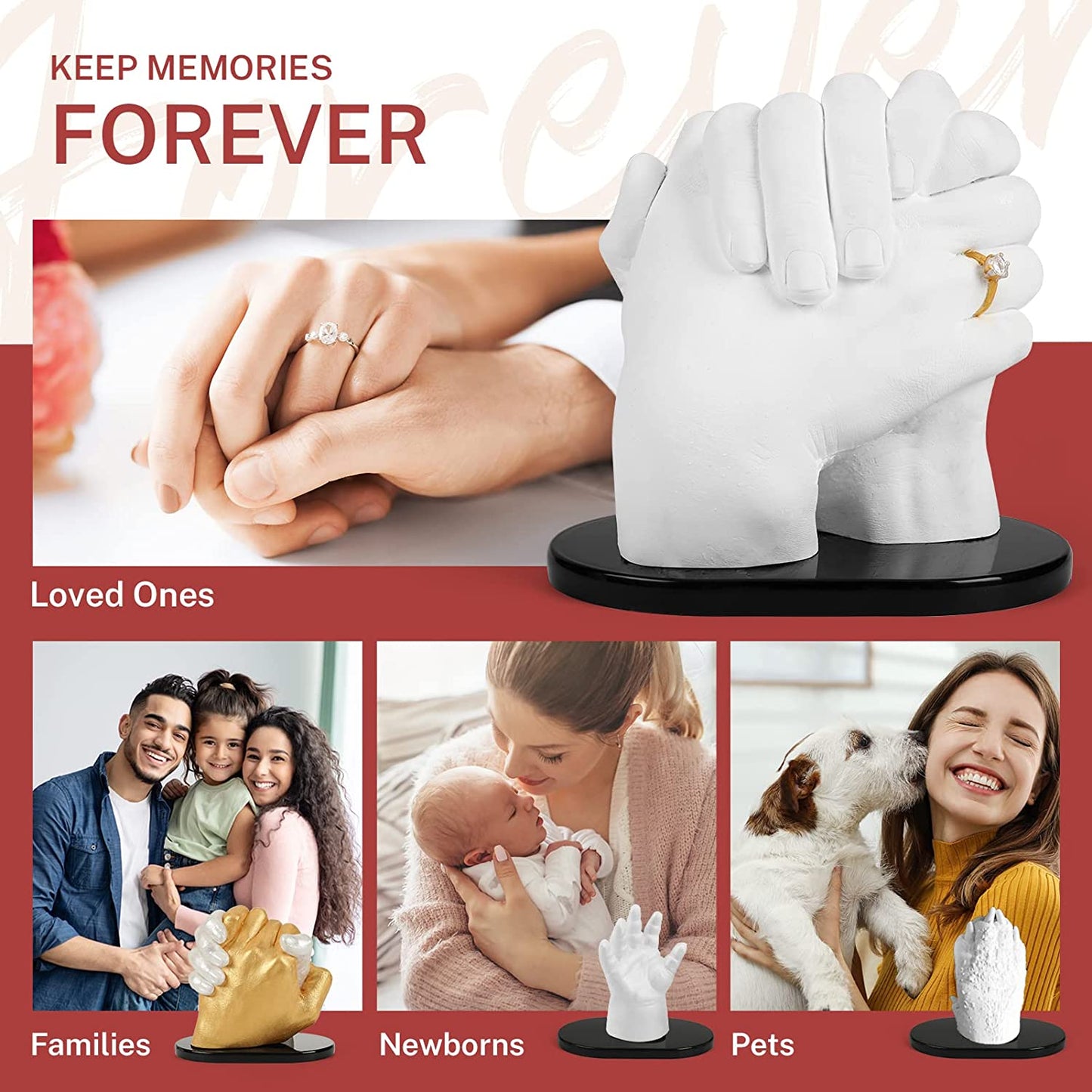 Hand Casting Kit for Couples, UnityStar Hand Mold Kit for Family Kids Mother's Day Gift Hand Sculpture Kit for Couple DIY Hand Statue Kit Adult &amp; Child, Wedding, Friends, Anniversary image 6