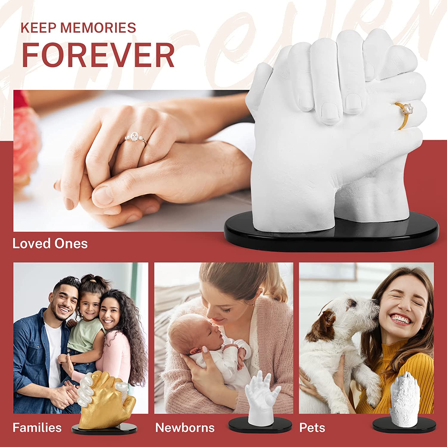 Hand Casting Kit for Couples, UnityStar Hand Mold Kit for Family Kids Mother's Day Gift Hand Sculpture Kit for Couple DIY Hand Statue Kit Adult &amp; Child, Wedding, Friends, Anniversary image 6