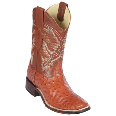 LOS ALTOS BOOTS MENS #8260303 WIDE SQUARE TOE | GENUINE OSTRICH LEATHER BOOTS | COLOR COGNAC image 0